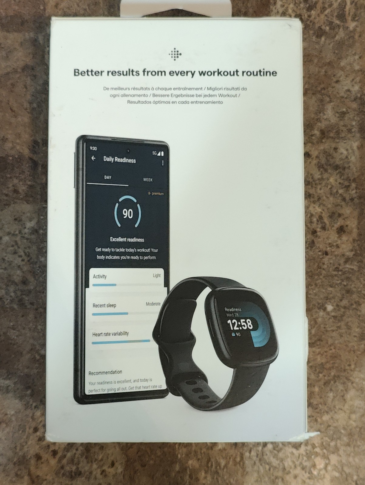 Fitbit Versa 4 Black Fitness Smartwatch GPS Heart Rate w/Box + 2 Chargers Tested