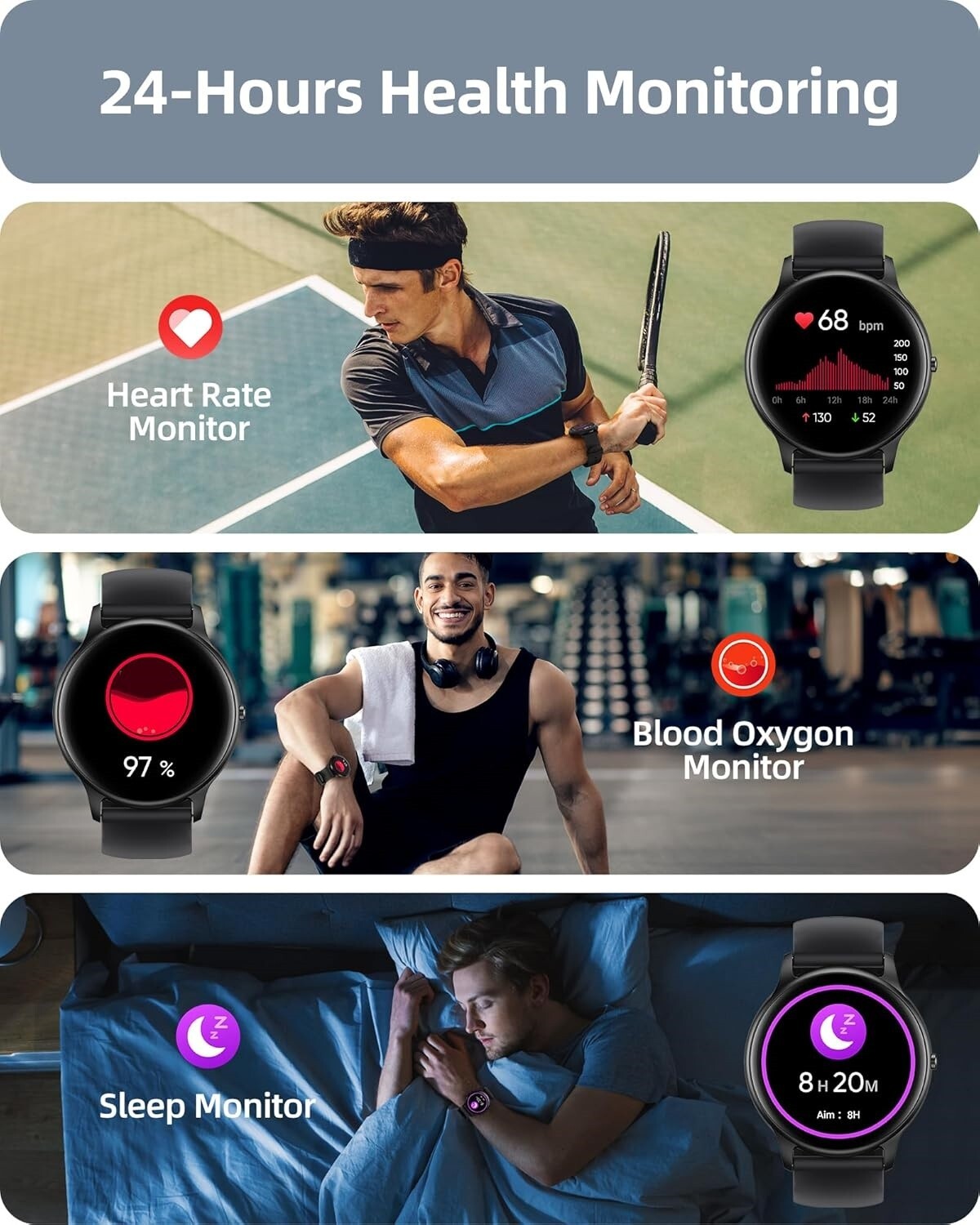 Reloj inteligente para hombres y mujeres,compatible con iPhone,Samsung NUEVO US