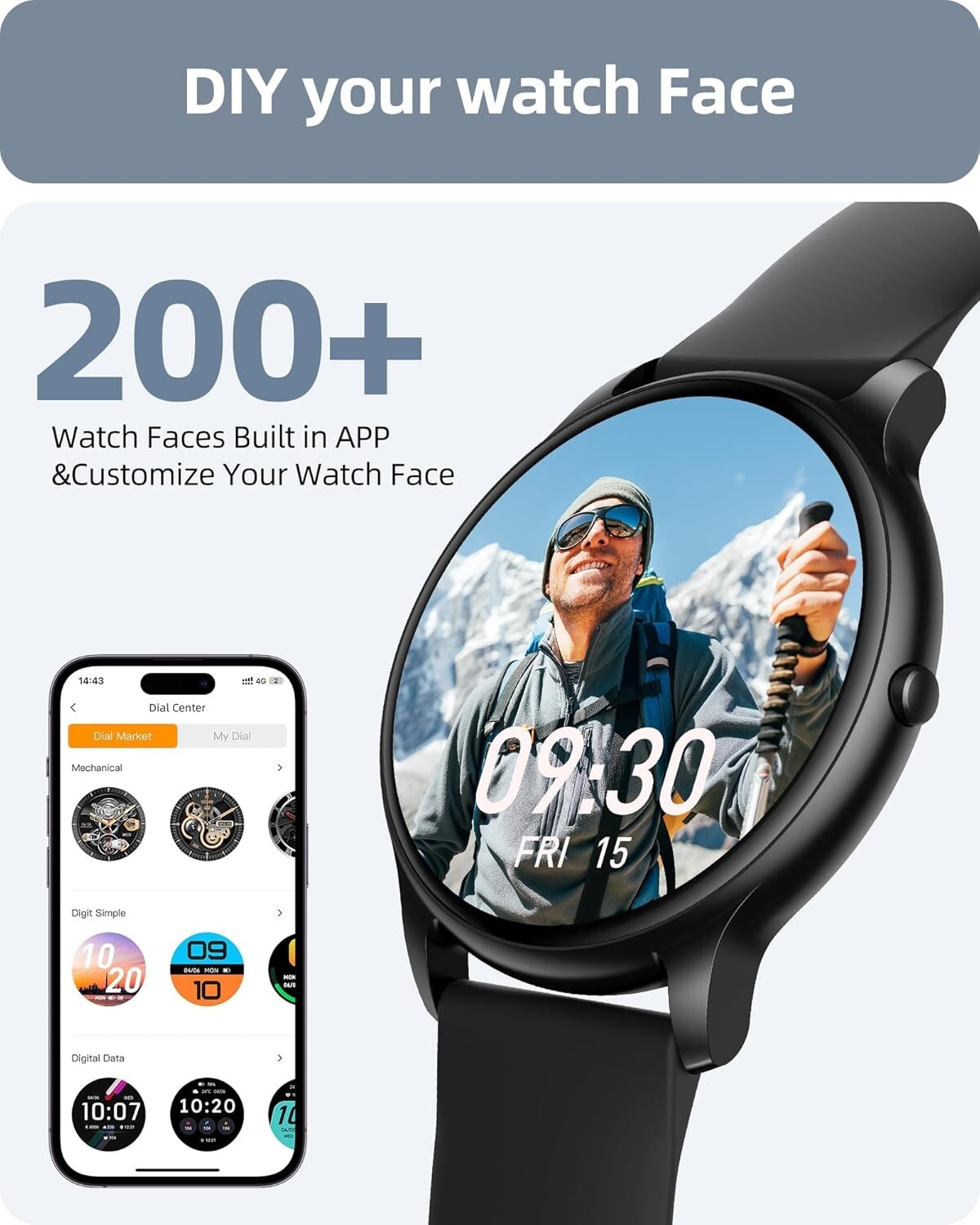 Lightweight HD Display Smartwatch with Heart Rate Monitor & Calls Function