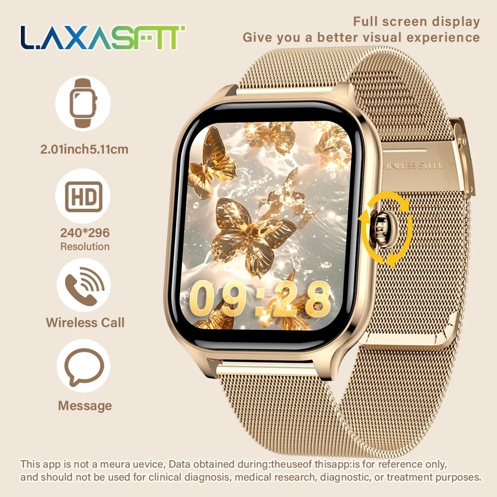 LAXASFIT New 2.01 Inch Smart Watch Man Woman Gift Full Touch Screen Sports Fitne