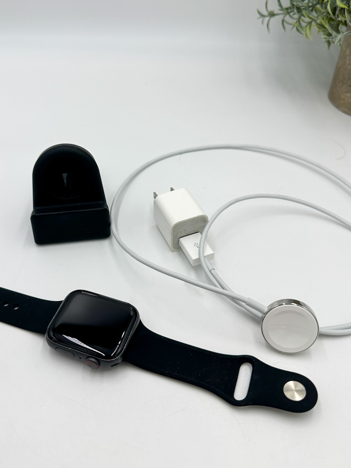 Apple Watch Series 5 44mm Space Gray Aluminum Case with Black Sport Band + More