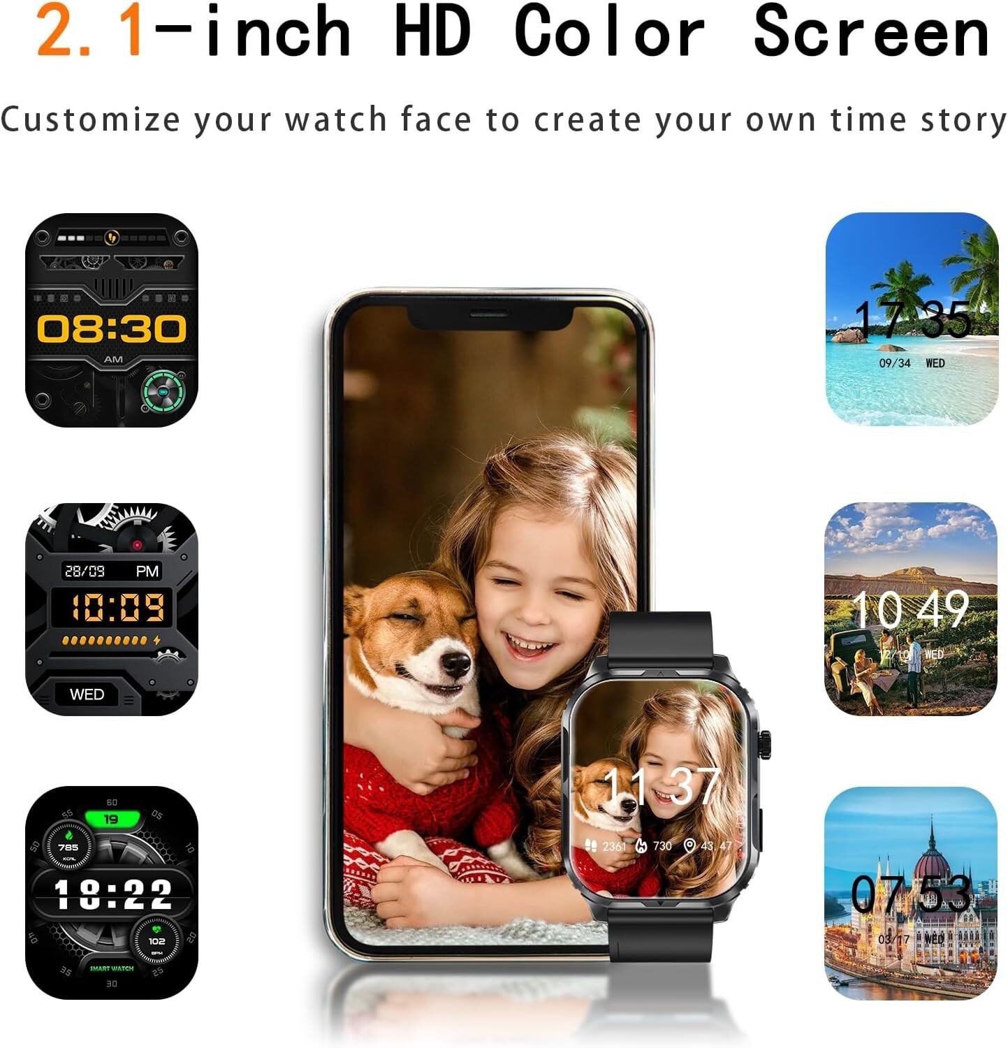 Smart Watch for Men Woman Call Text Heart Rate & Activity Tracker Waterproof
