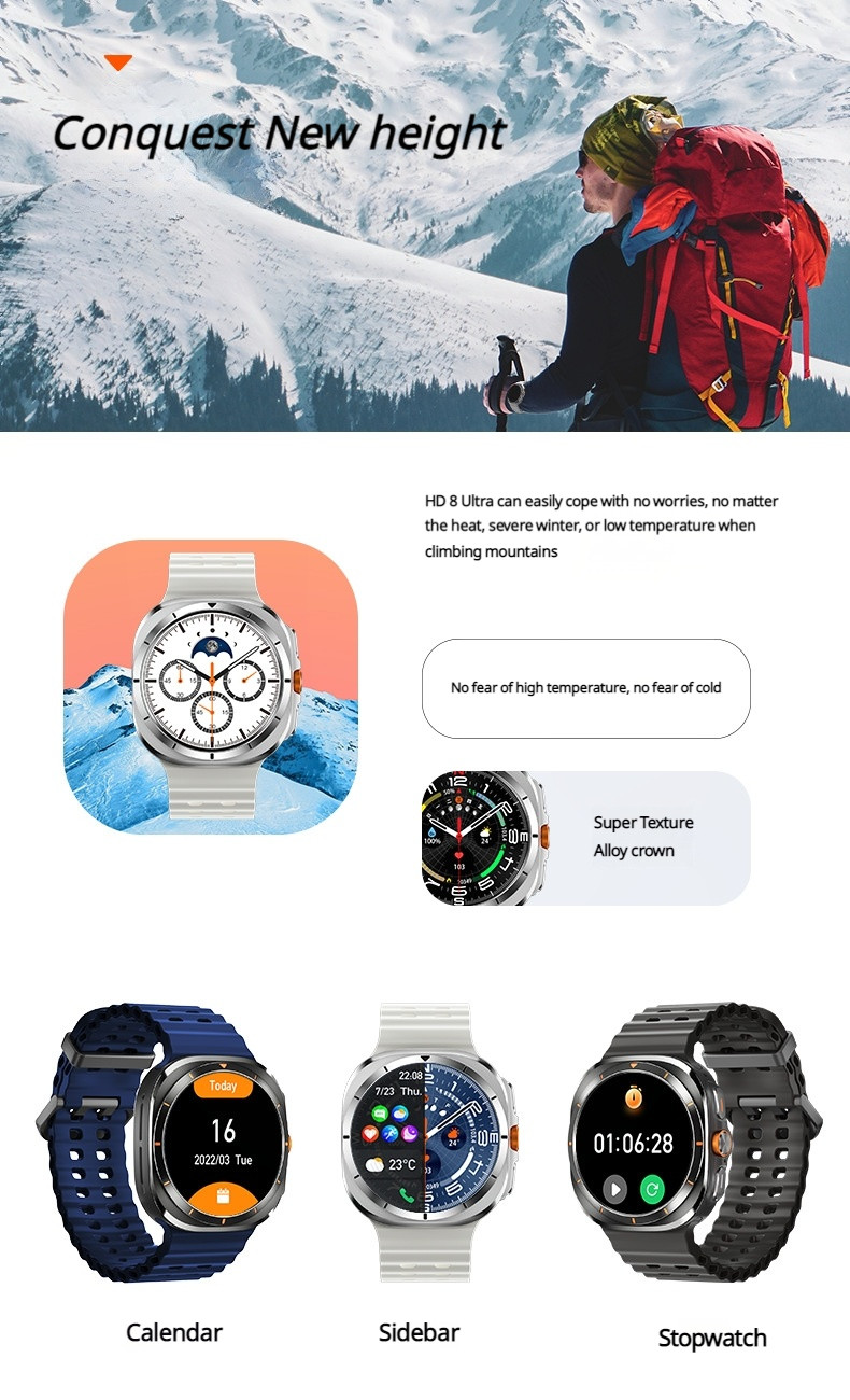 Ultra Smart Watch for Men IP68 Waterproof Compass Fitness Tracker GPS BT Call