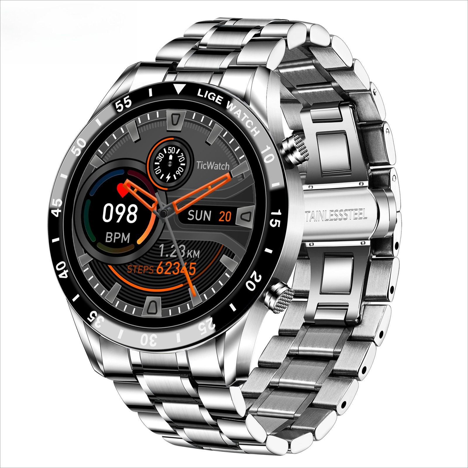 Luxury Smartwatch Men Business Stainless Steel Smart Watch Sport Bluetooth Call