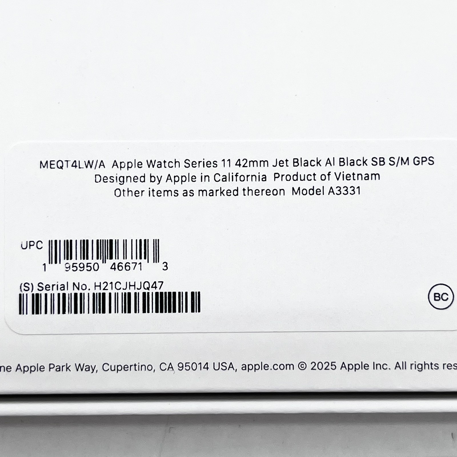 Apple Watch Series 11 GPS 42mm Jet Black Case/Black Sports Band MEQT4LW/A