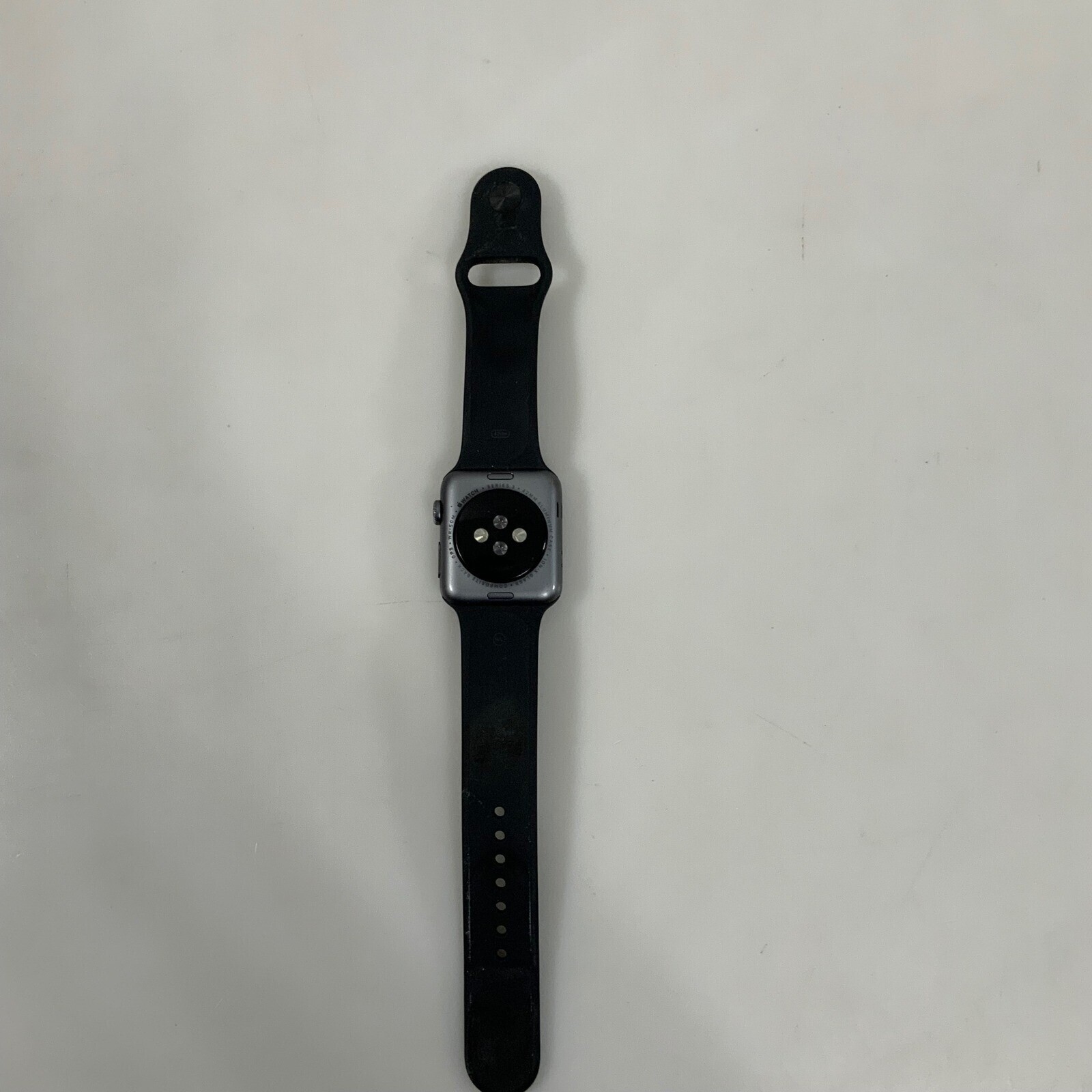 Apple Watch Series 3 42mm Aluminum Case 10N-X Glass W/ Black Band TESTED WORKING