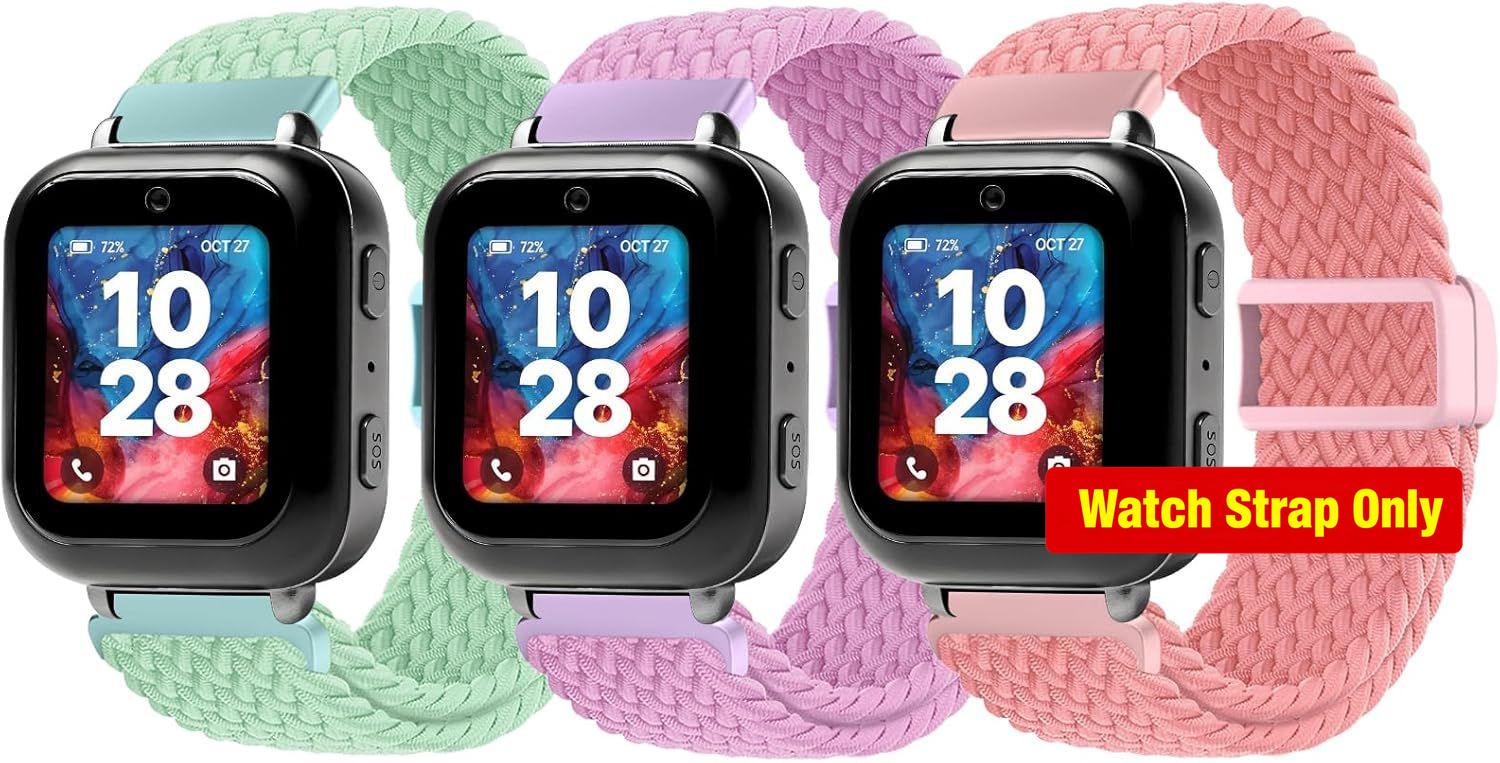 2 Pack Braided Strap Compatible with Bark Watch, Stretchy with Adjustable Buckle