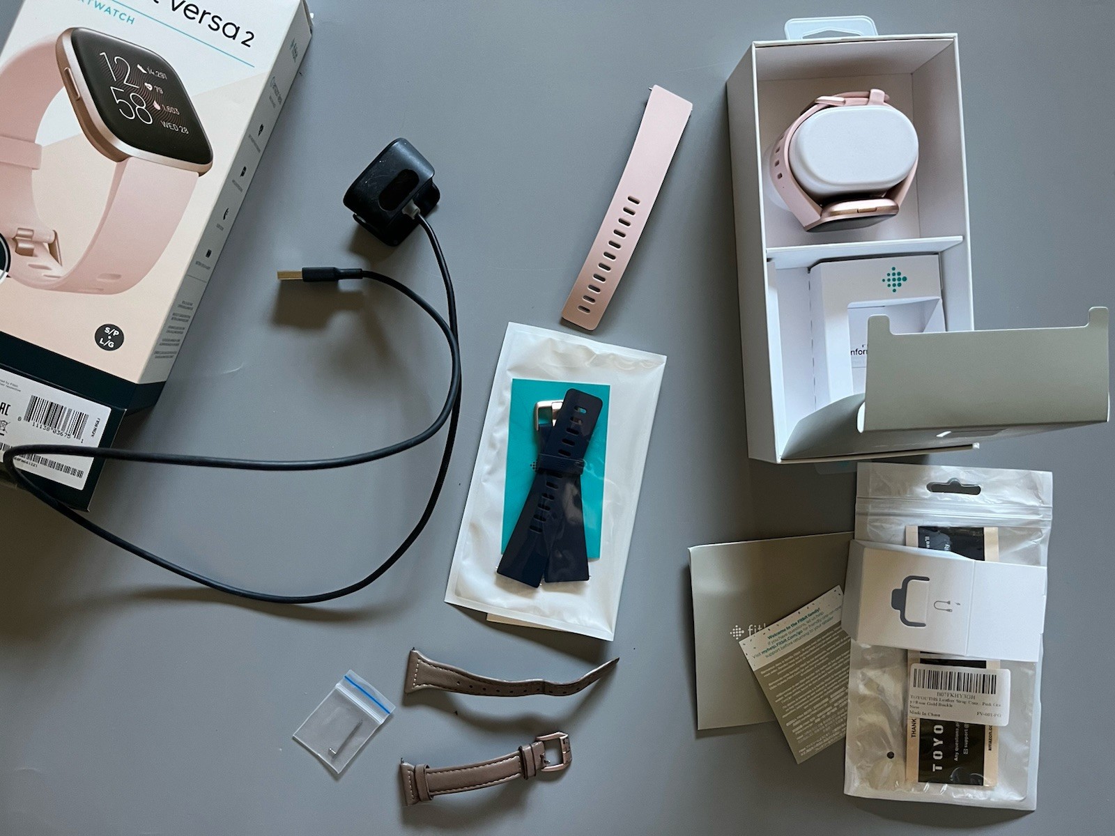 Fitbit Versa 2 – Smart Watch Copper Rose Gold Pink Band FB507 plus 2 extra bands