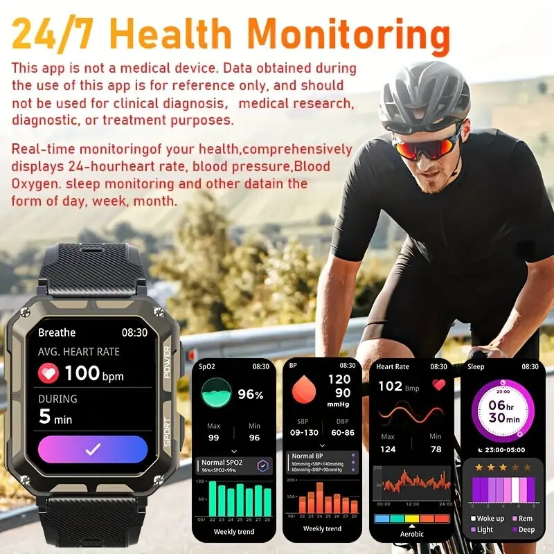 Military Smart Watch for Men(Answer/Make Calls) Rugged Tactical Fitness Tracker.