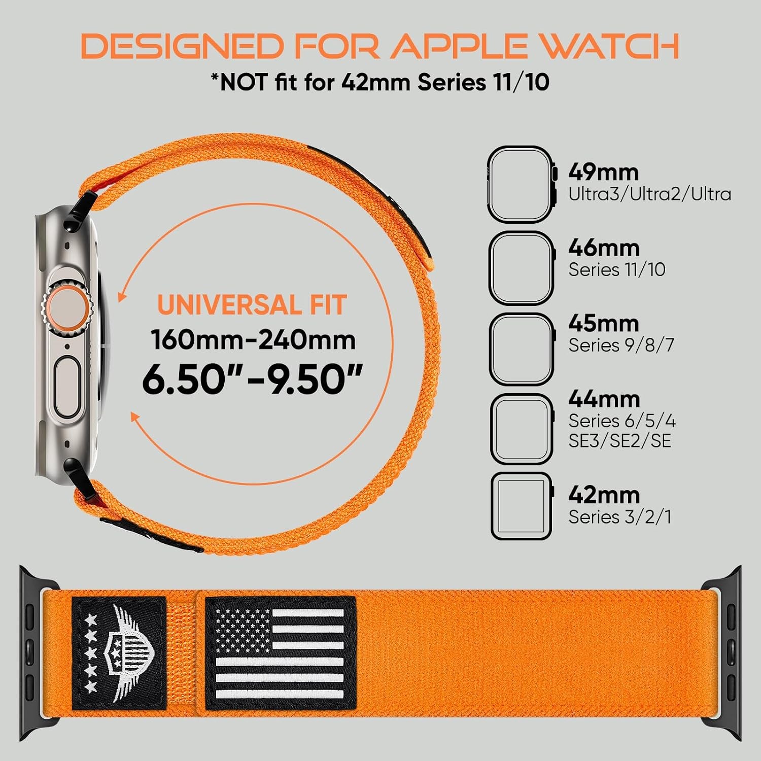Nylon Strap Compatible with Apple Watch Ultra 49mm Soft Rugged Sport