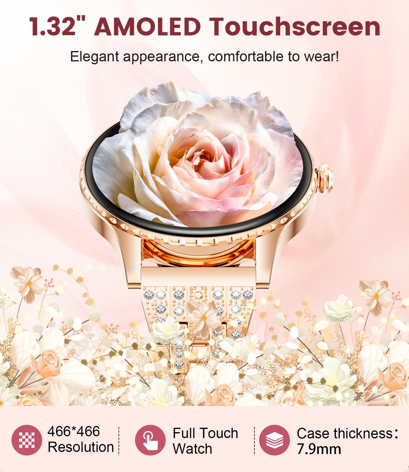 Smart Watches for Women with 1.32″ AMOLED Display, Bluetooth Calling, 121 Spo…