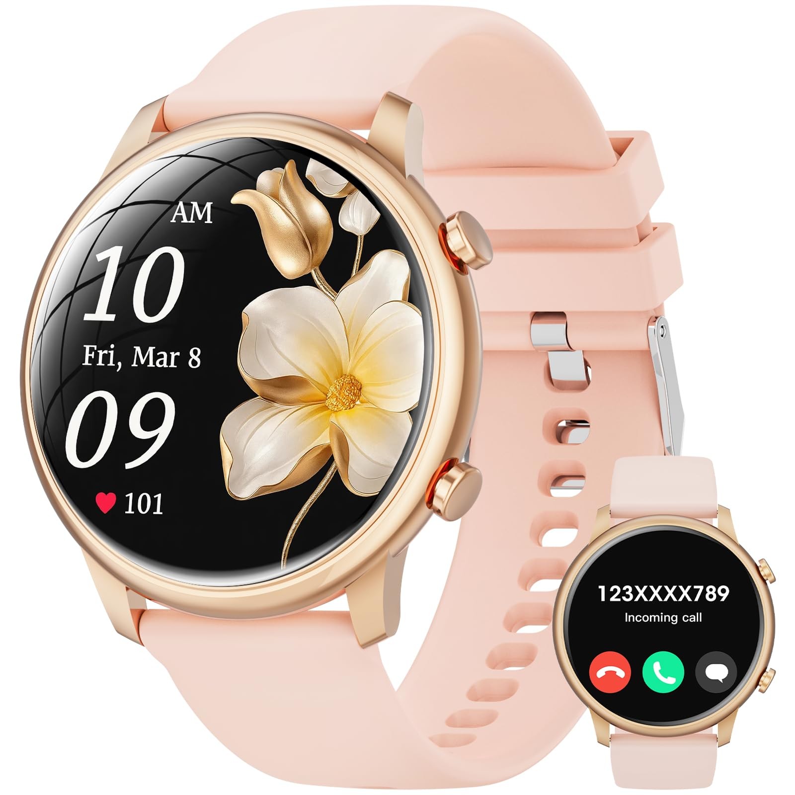 Watches for Android Phones iPhone (Bluetooth ),1.39” Round Fitness Tracker H…