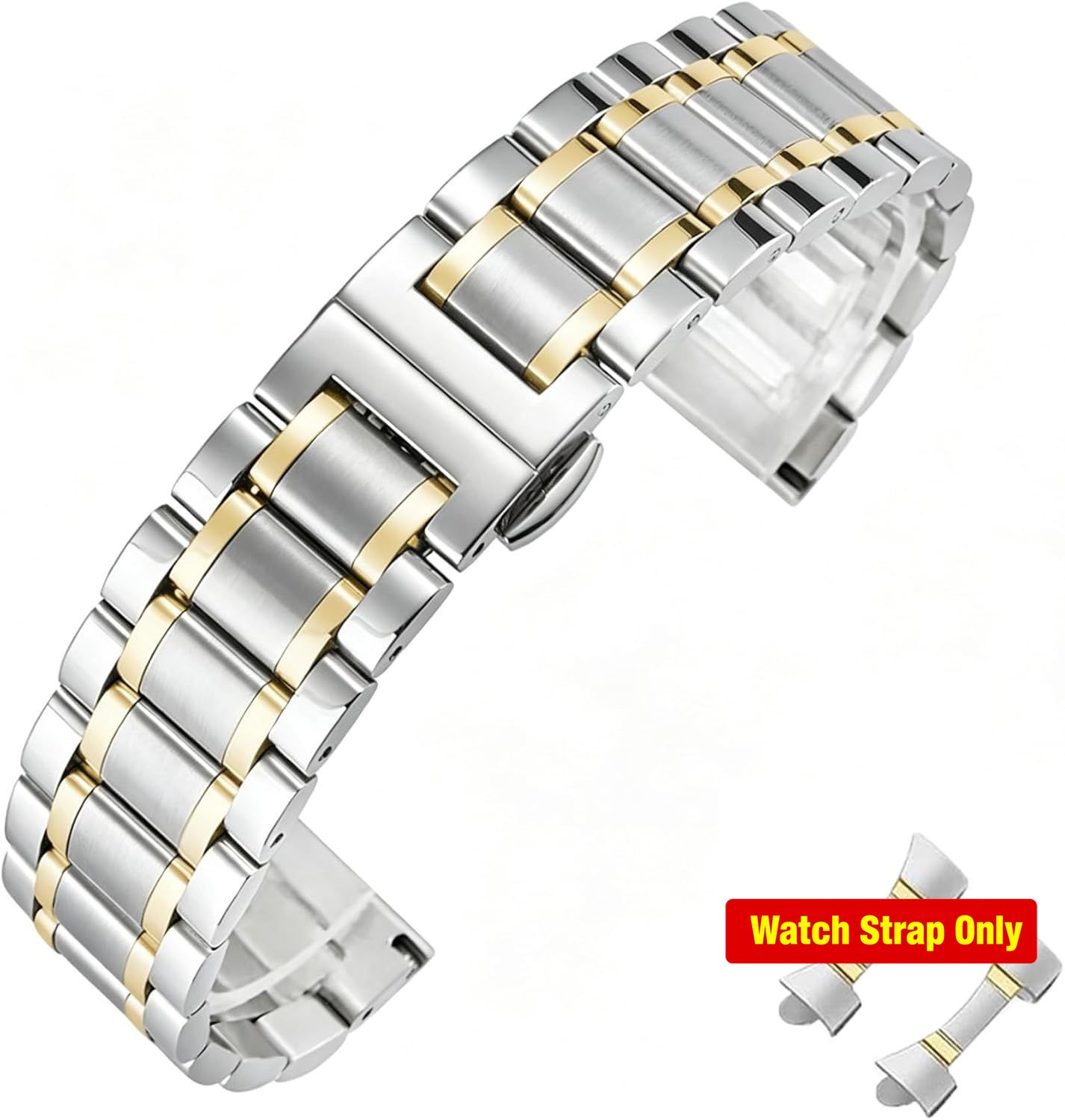 Strap Only For Universal Metal Replacement Watch Straps 14mm-24mm Stainless Stee