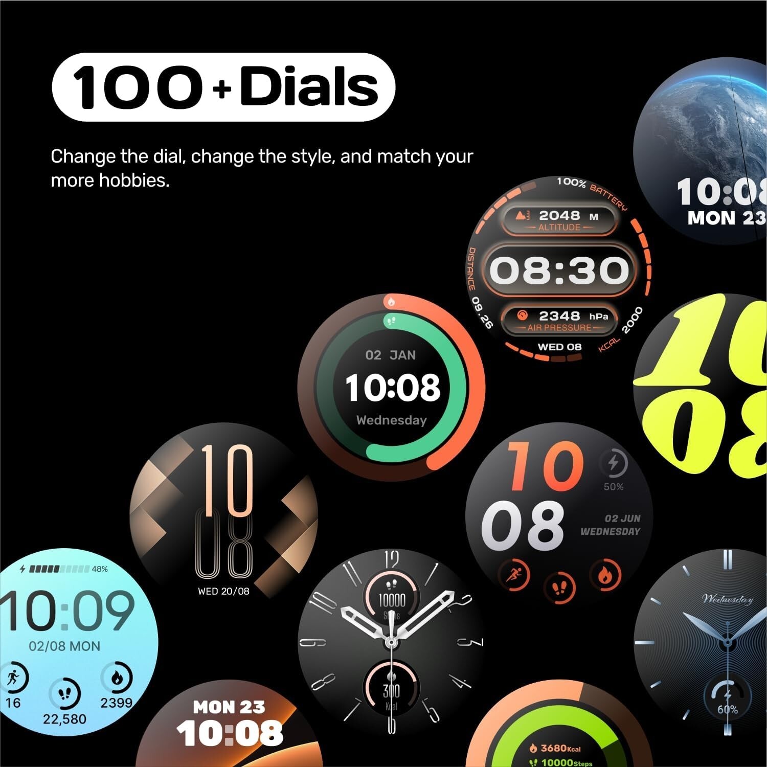 GPS Smartwatch w/ Heart Rate Blood Oxygen Stress Sleep Tracking 60 Workout Modes
