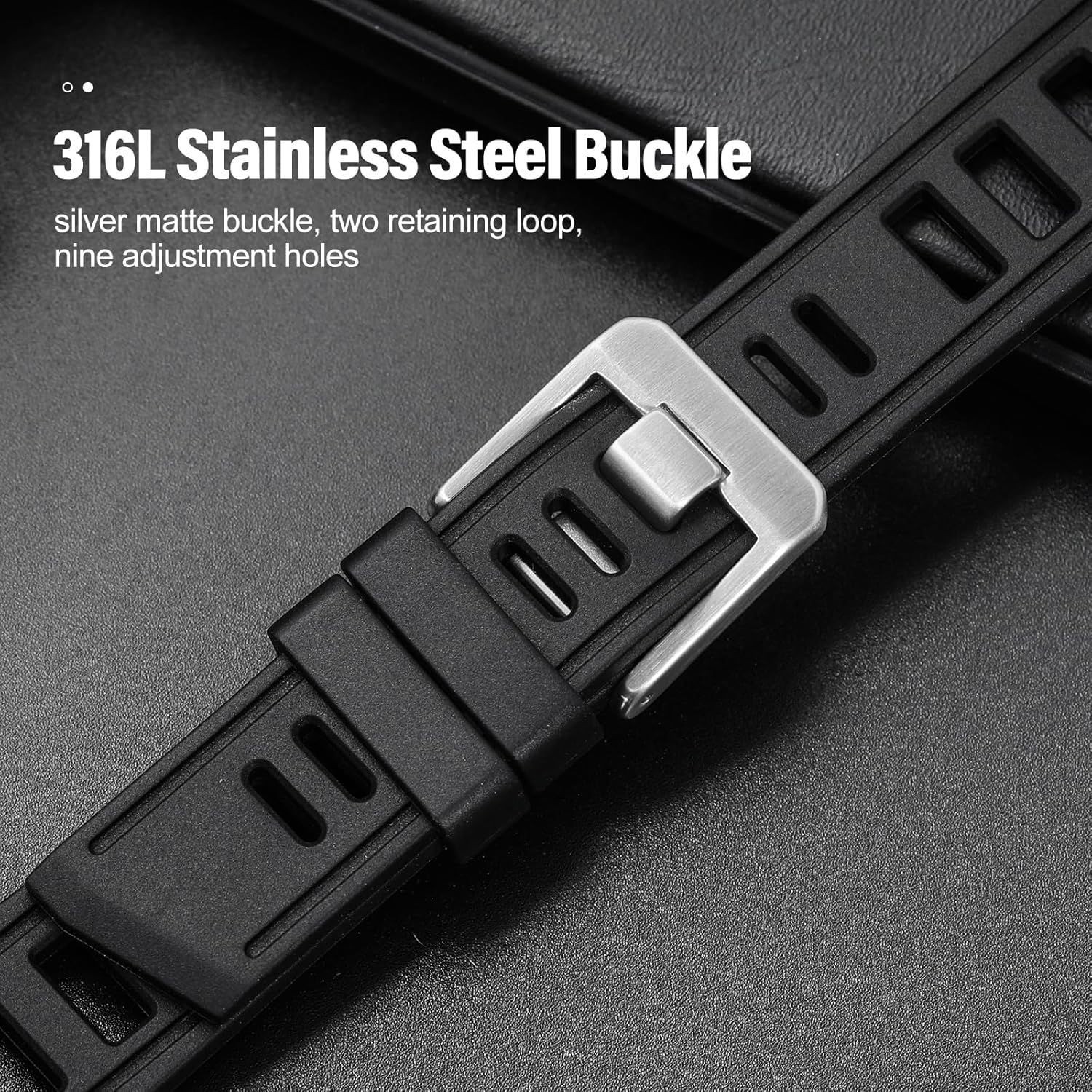 Strap Only For 20mm 22mm Waterproof Soft Watch Bands with Solid Stainless Buckle