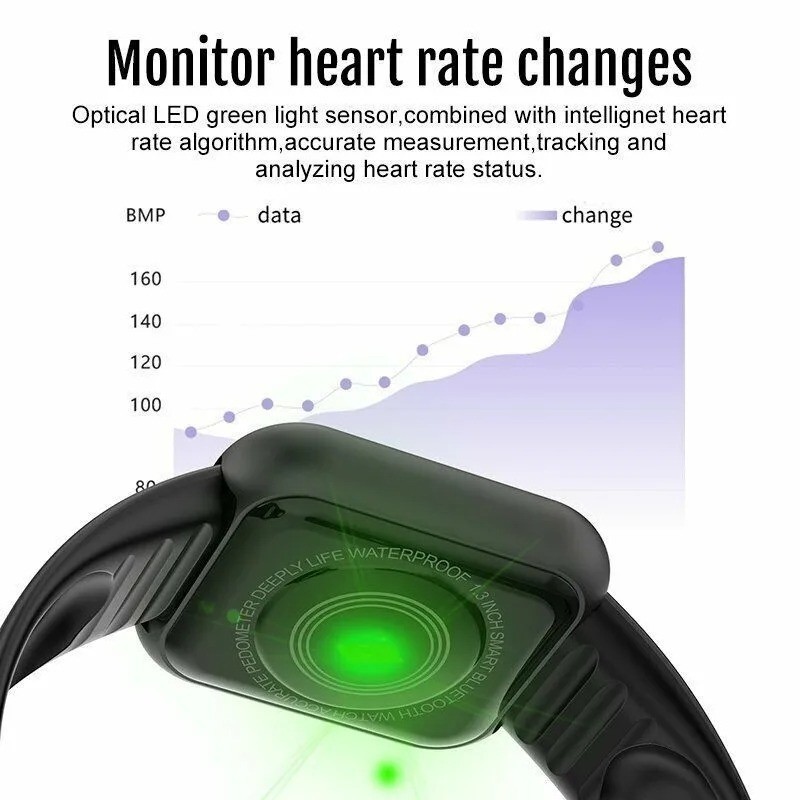 Smart Watch Men Women Waterproof Heart Rate Monitor for iPhone Android Free ship