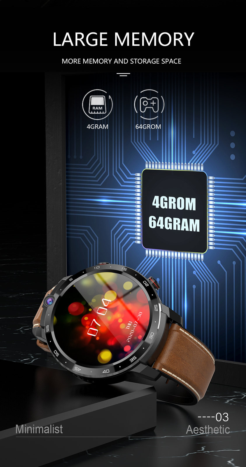 4G Unlocked Smartwatch waterproof Phone HD Camera and large battery smartwatch