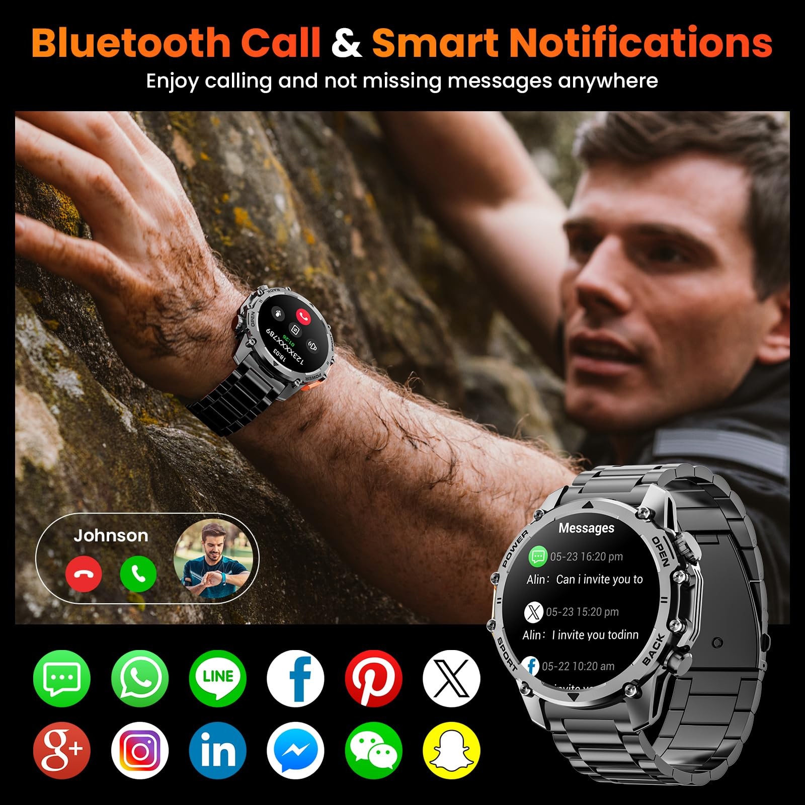 Smart Watches for Men (/Notification),Style Kits,Military with Heart Rate/Sle…