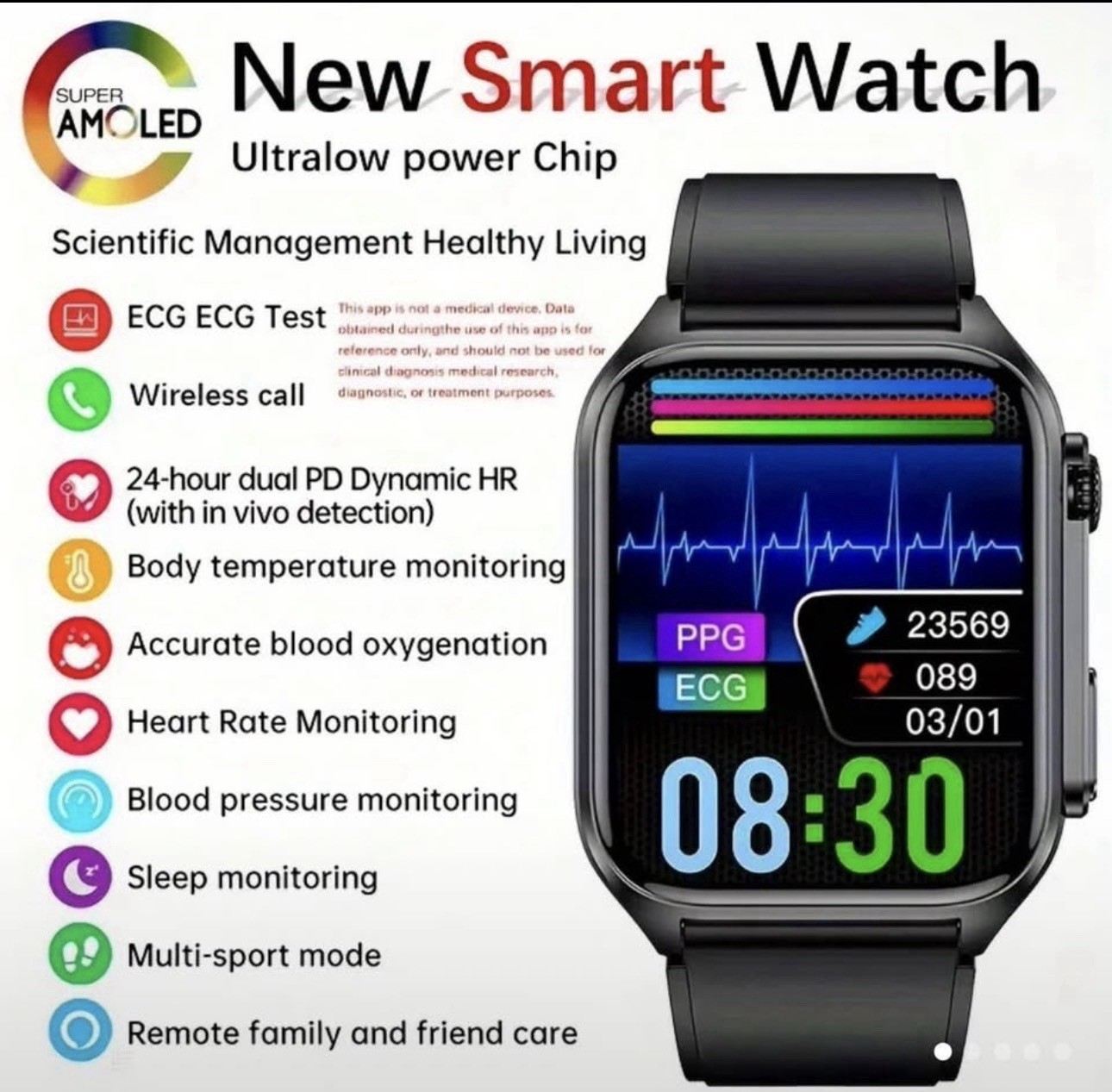 1.96” HD IPS Smart Watch – Big Display, Wireless, Great Value
