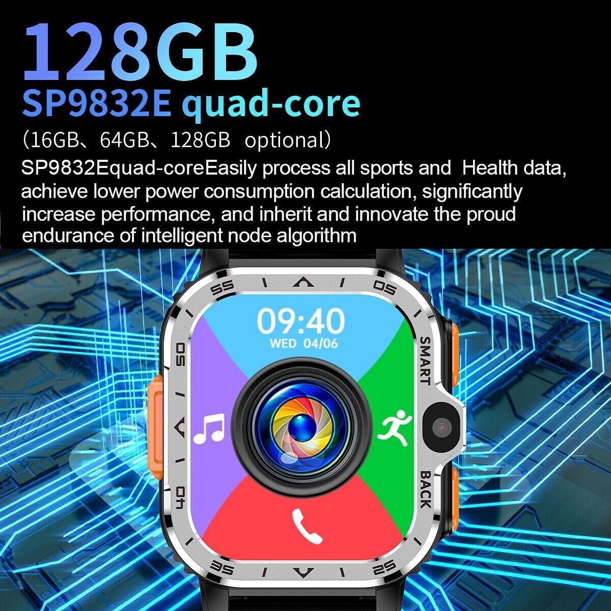 2.03″ Larger Screen 4G Smart Watch PGD 6GB+128GB Heart Rate Monitor Dual New