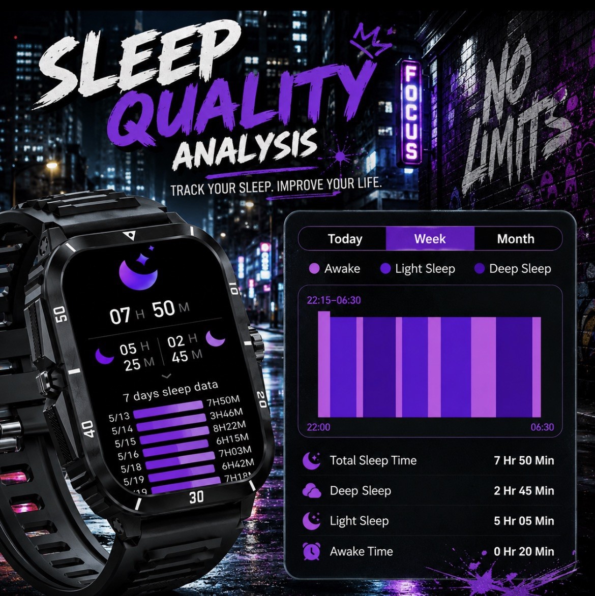 Military Smart Watch Touch Screen, Bluetooth Call