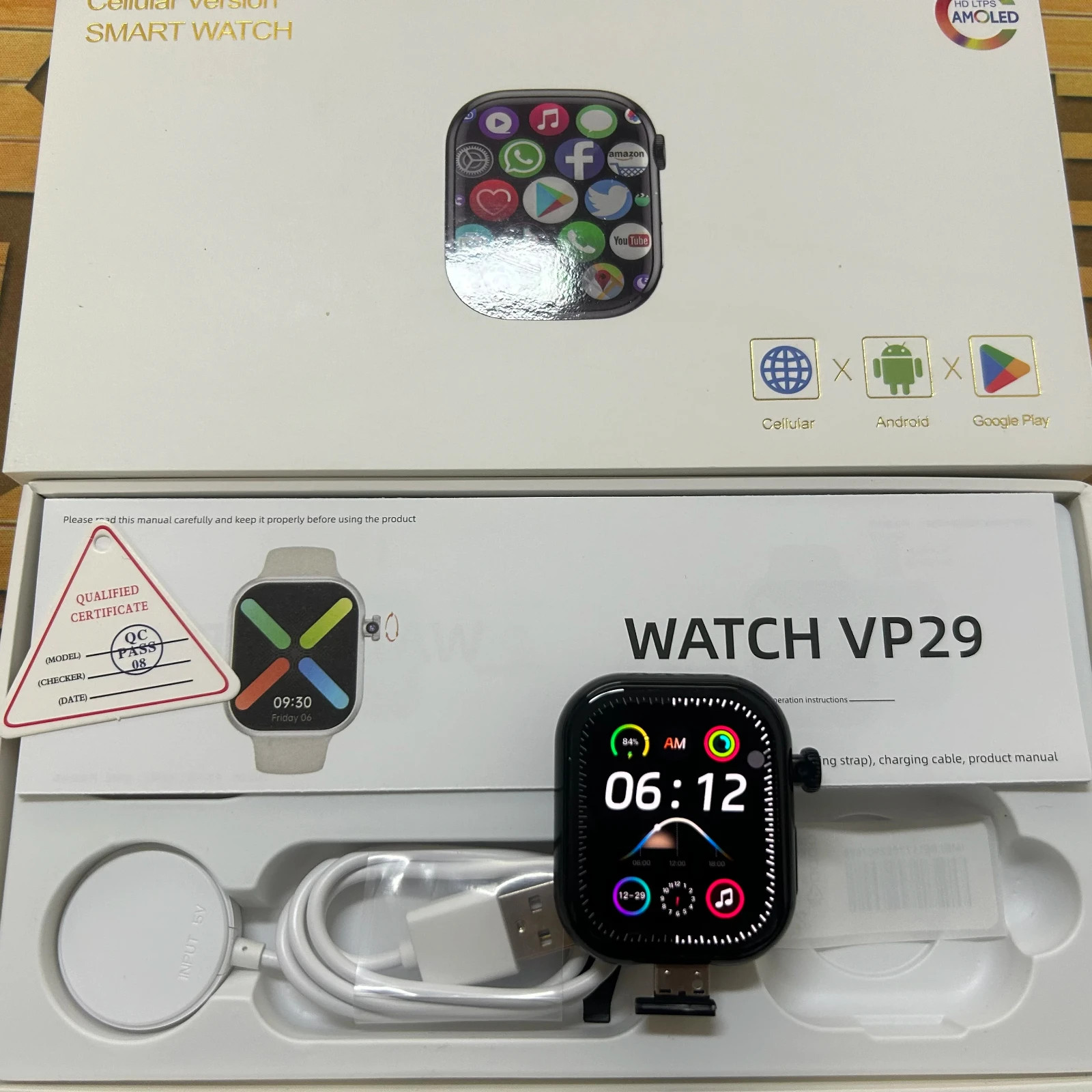 VP29 Smart Watch 5G 4G LTE Unlocked Android GPS WiFi 180° Rotating HDCamera