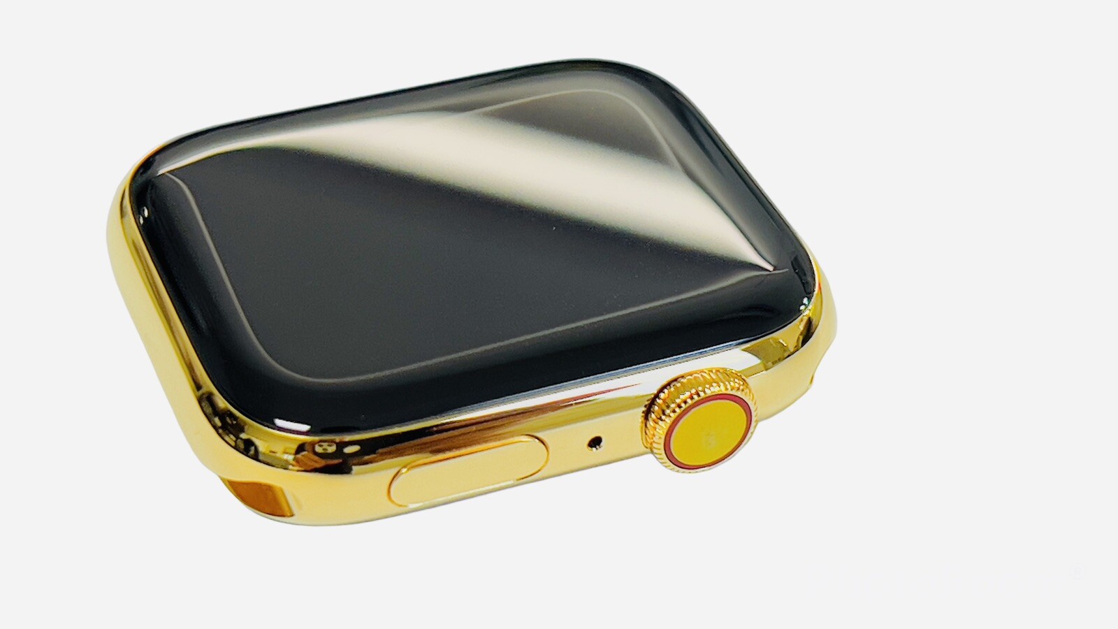 Custom 24K Gold Plated 45MM Apple Watch SERIES 8 White Sport Band Gold Dial