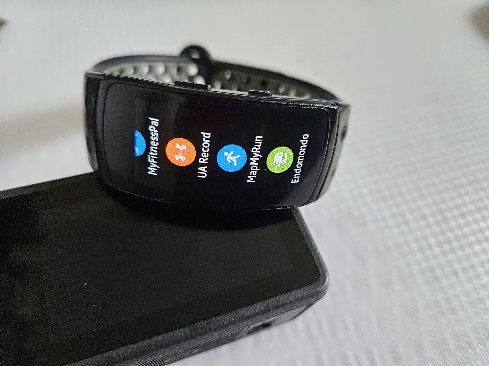 SAMSUNG SM-R365NZKAXAR Gear Fit2 Pro Grey Nylon Smartwatch Fitness Band (Large)