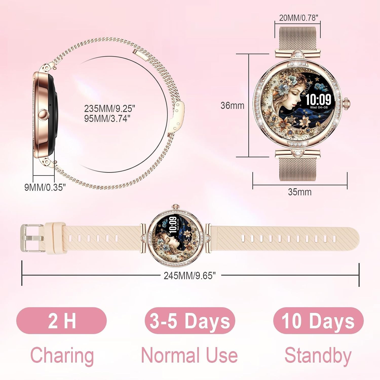 Stylish Women’s Smartwatch: 1.32″ AMOLED Display, Call Features & Health Tracker