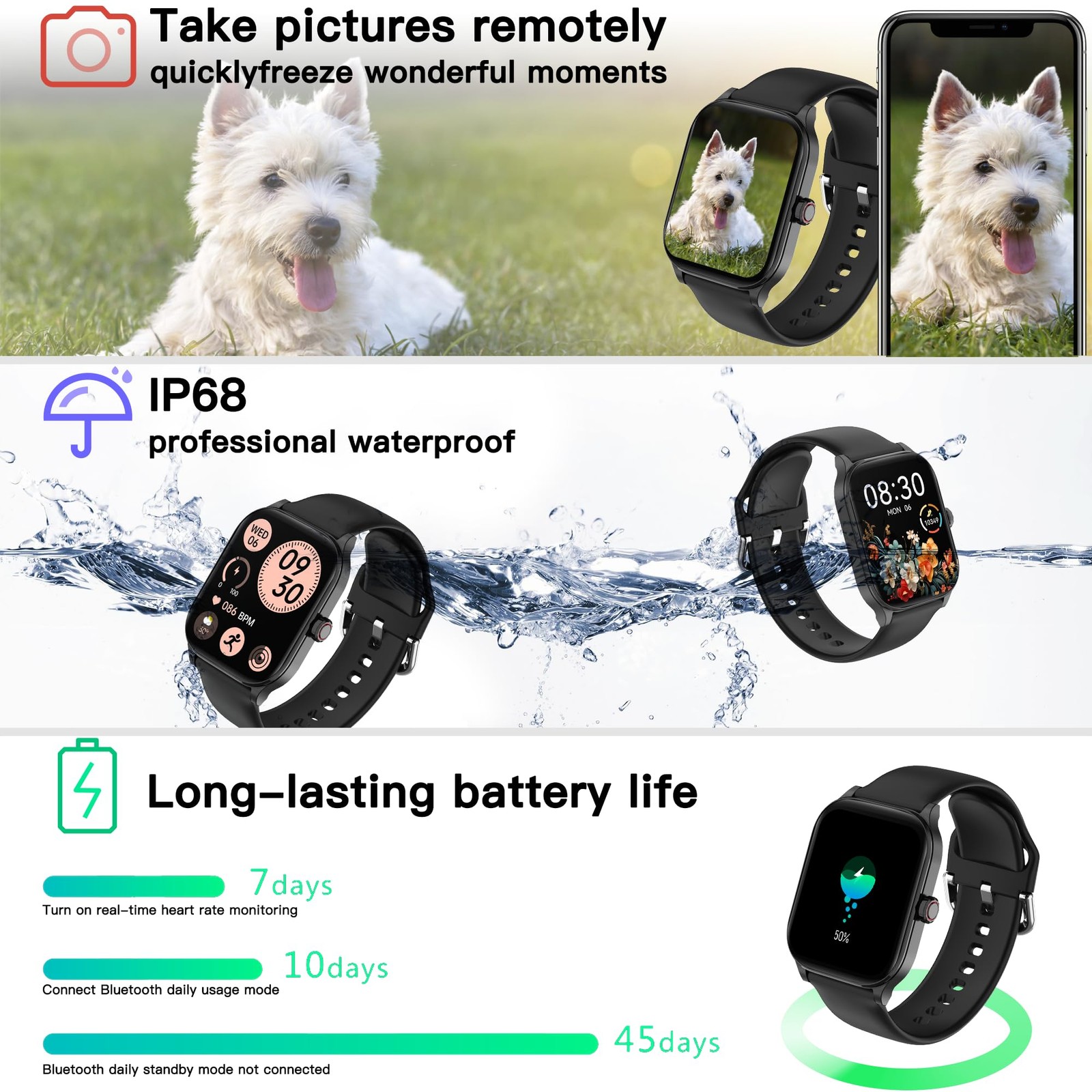 (Answer/Make ), 1.85″ for Android Phones and iPhone with Heart Rate,Sleep Mon…