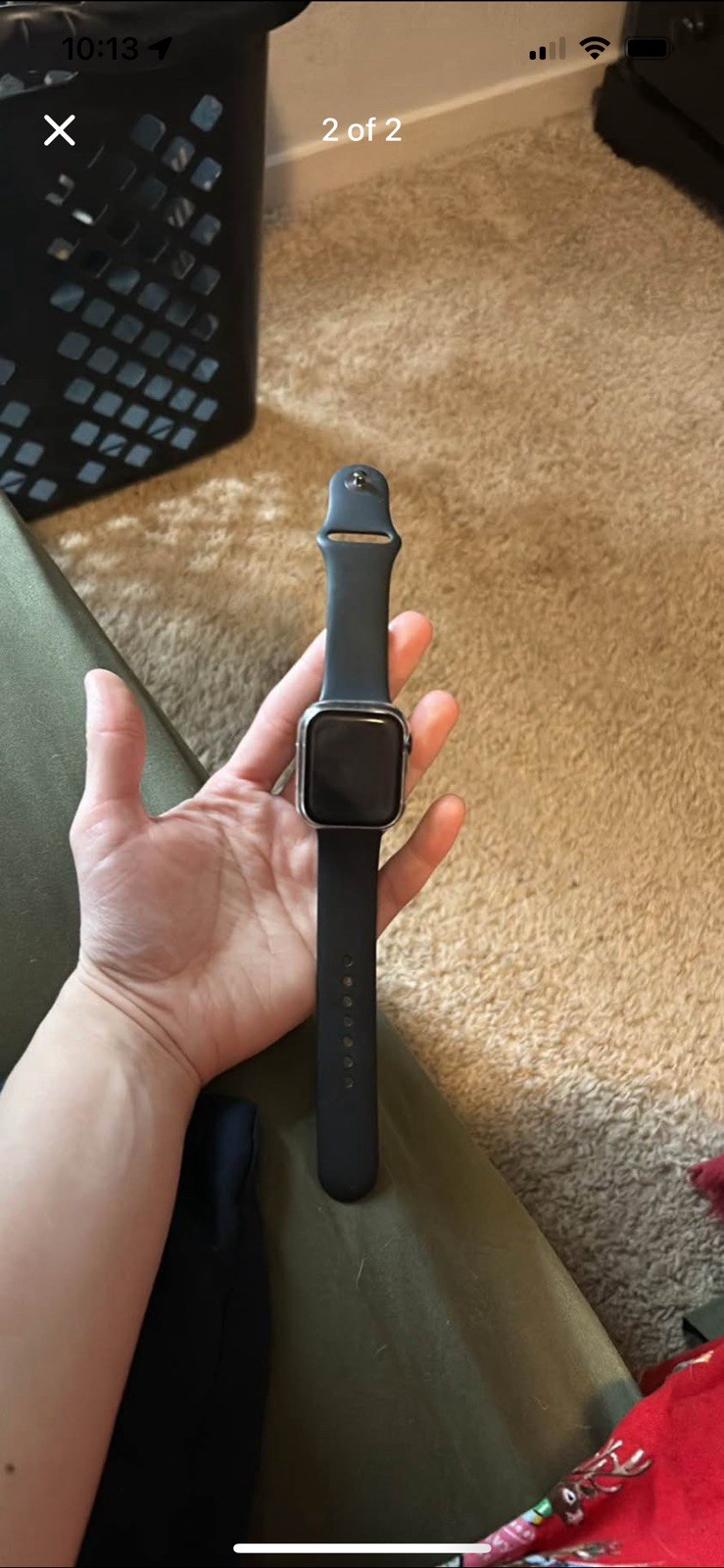 Apple Smartwatch Black Silicone Band Silver Aluminum Case iOS Touch Screen