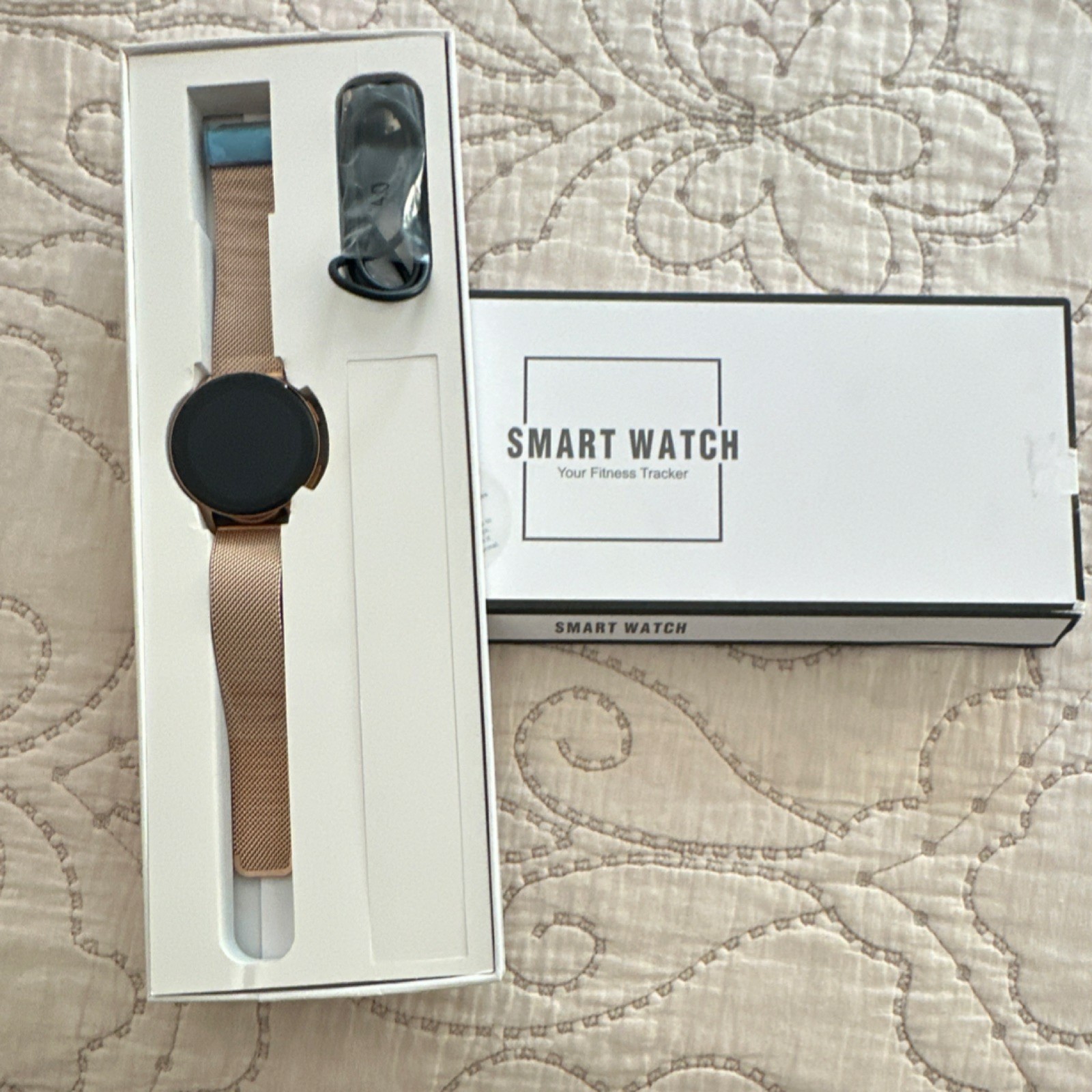 I50 Smart Watch Fitness Tracker Gold Metal Band & Case Android iOS Compatible