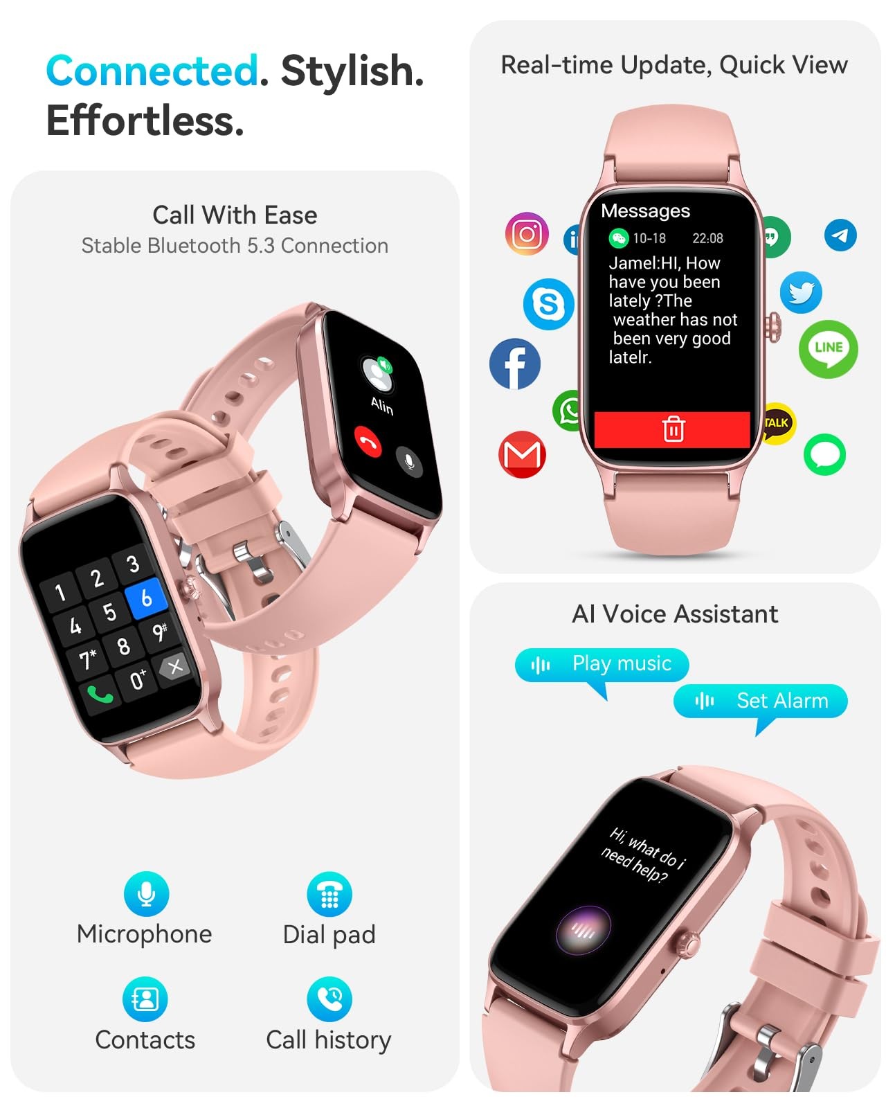 Fitness Tracker for Women Men, Activity Smart Watch Compatible with Android i…