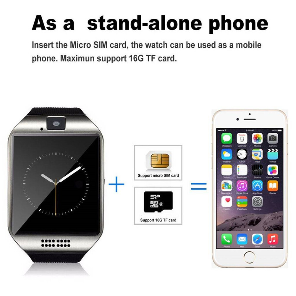 SmartWatch GSM Unlocked Bluetooth Wristwatch Call Reminder Sleep Monitor TF Slot