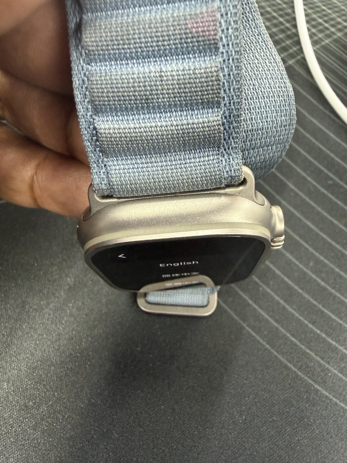 Apple Watch Ultra 3 / 49mm / Titanium Silver Case / Blue Fabric Band / 3IL