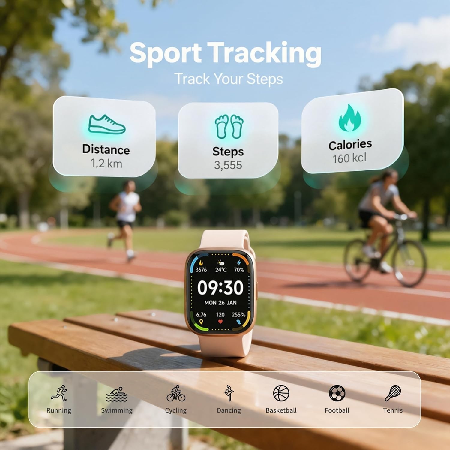 Fitness Tracker Watch,Bluetooth Calling, 1.83″ HD Display, 100 Sports Modes