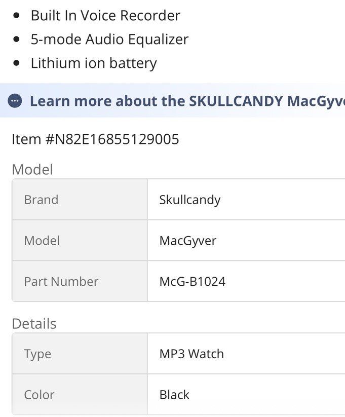 Skullcandy Macgyver MP3 Watch in Black/Red – 1 GB Storage
