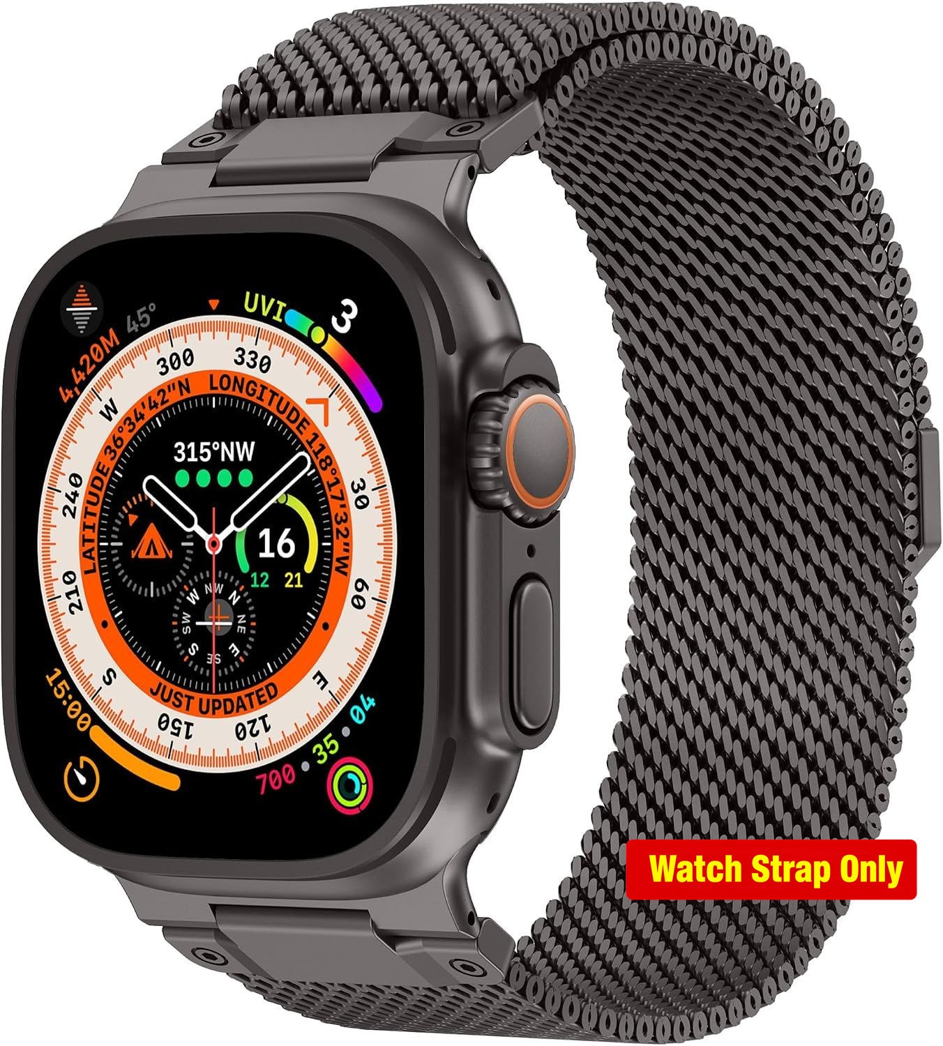 Stainless Steel Milanese Loop Band for Apple Watch Ultra 49mm, Adjustable Strap
