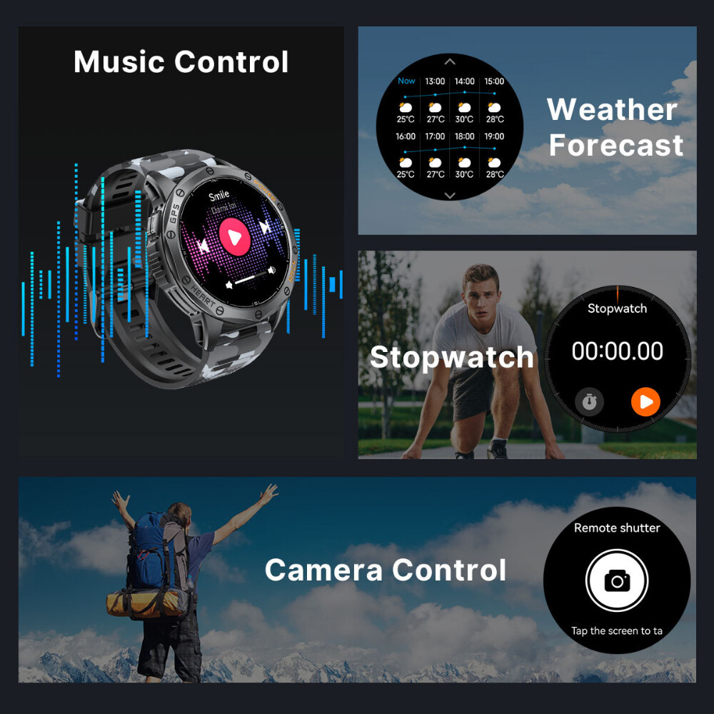 2025 Military Smart Watches (Answer/Make Calls),Built-in GPS With LED Flashlight