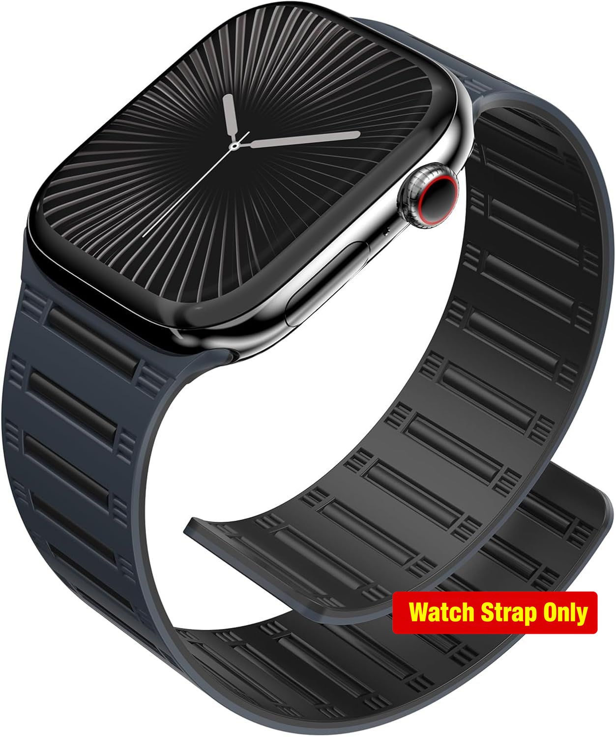 Midnight Black Silicone Loop Band for Apple Watch Series 11 44mm 40mm Compatible
