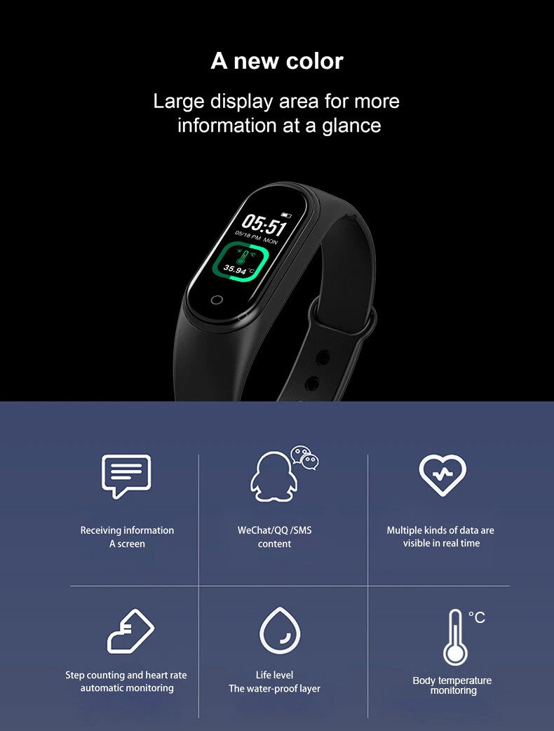 M6 Smart Band Watch Bracelet Wristband Fitness Tracker Blood Pressure Heartrate