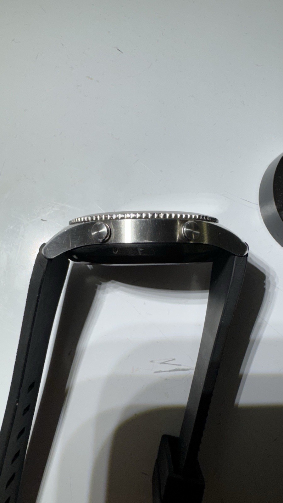 Samsung Gear S3 Classic 46mm Stainless Silver Case Black Silicone Band