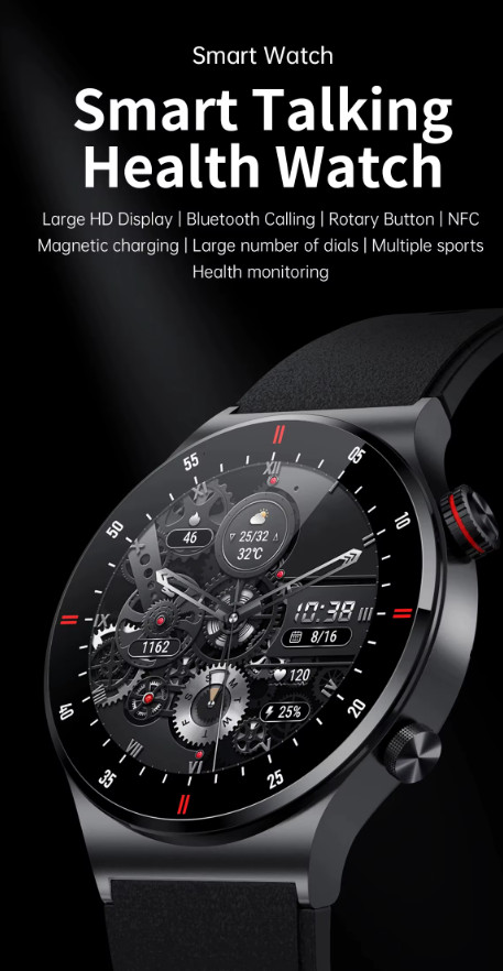 Smart Watch for Men Bluetooth NFC Blood Oxygen Heart Rate Sports Fitness Tracker