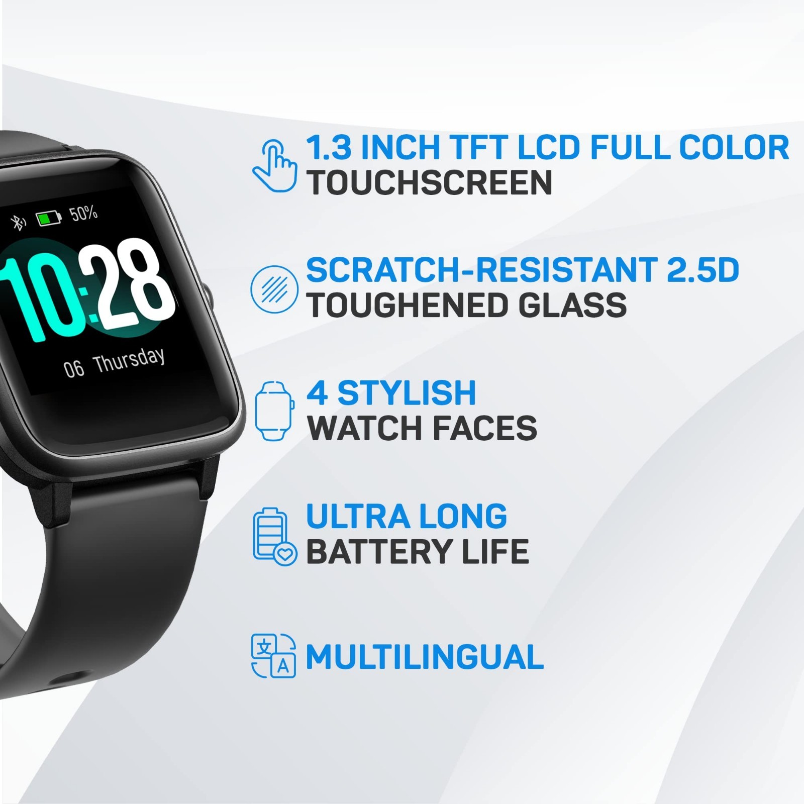 Smart Watch with Heart Rate Monitor, Sleep Tracker, IP68 Waterproof Fitness Trac