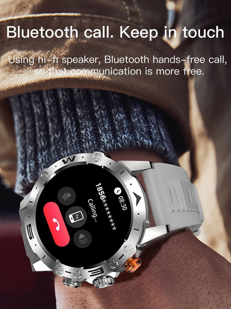 Outdoor Smartwatch IP68 Waterproof Bluetooth Call Fitness 1.53″ HD Screen NEW