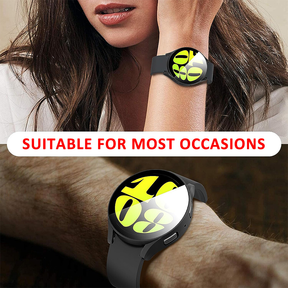 F Samsung Galaxy Watch 6 40/44MM Hard Case Tempered Glass Screen Protector Cover