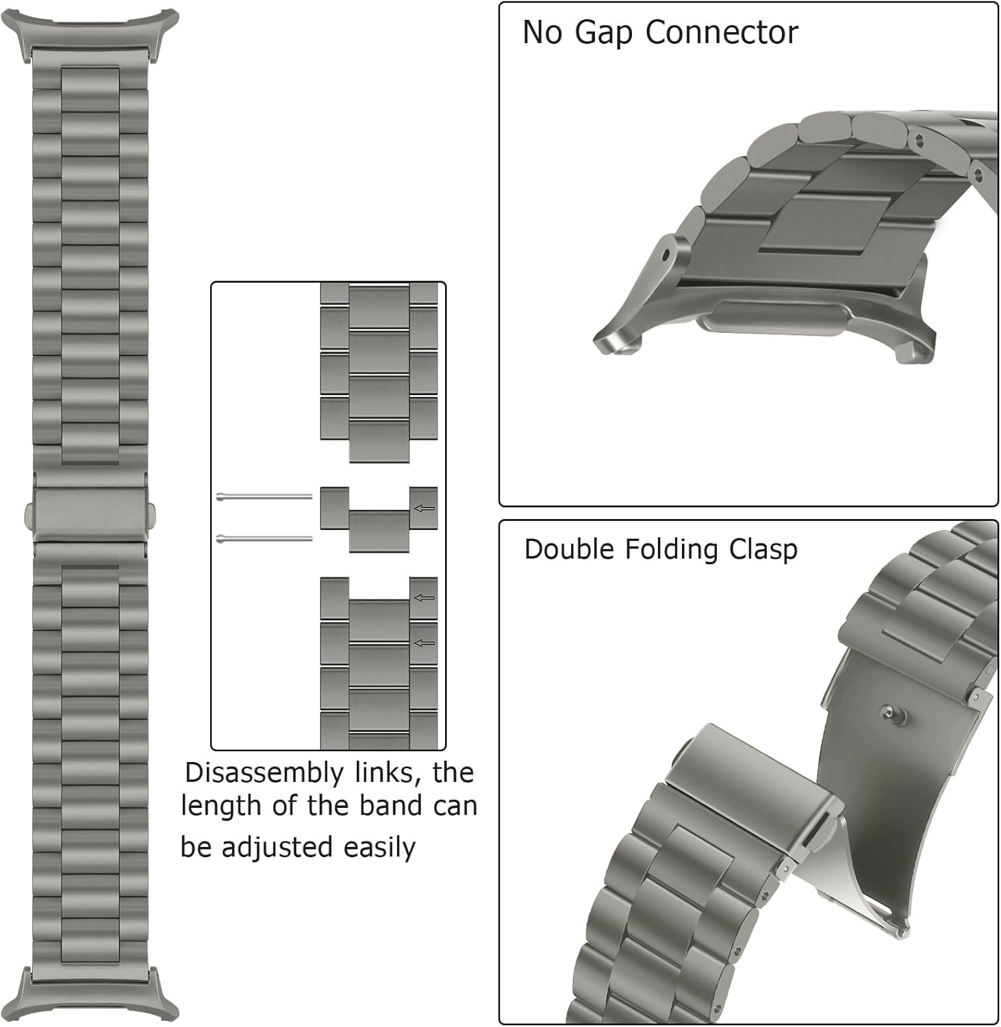 Case For Samsung Galaxy Watch Ultra 2/1 47mm Metal Strap Gray Titanium