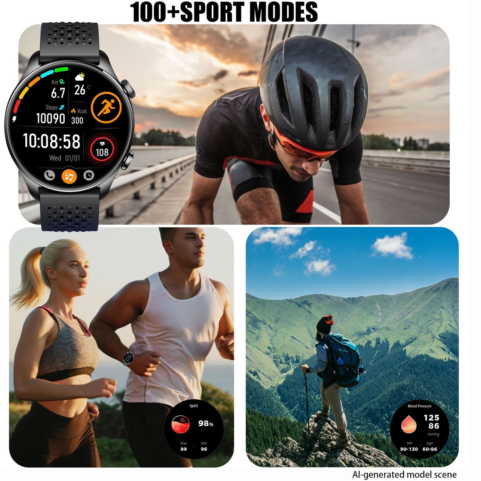 for Men, 1.43″ AMOLED, Built-in GPS, Black