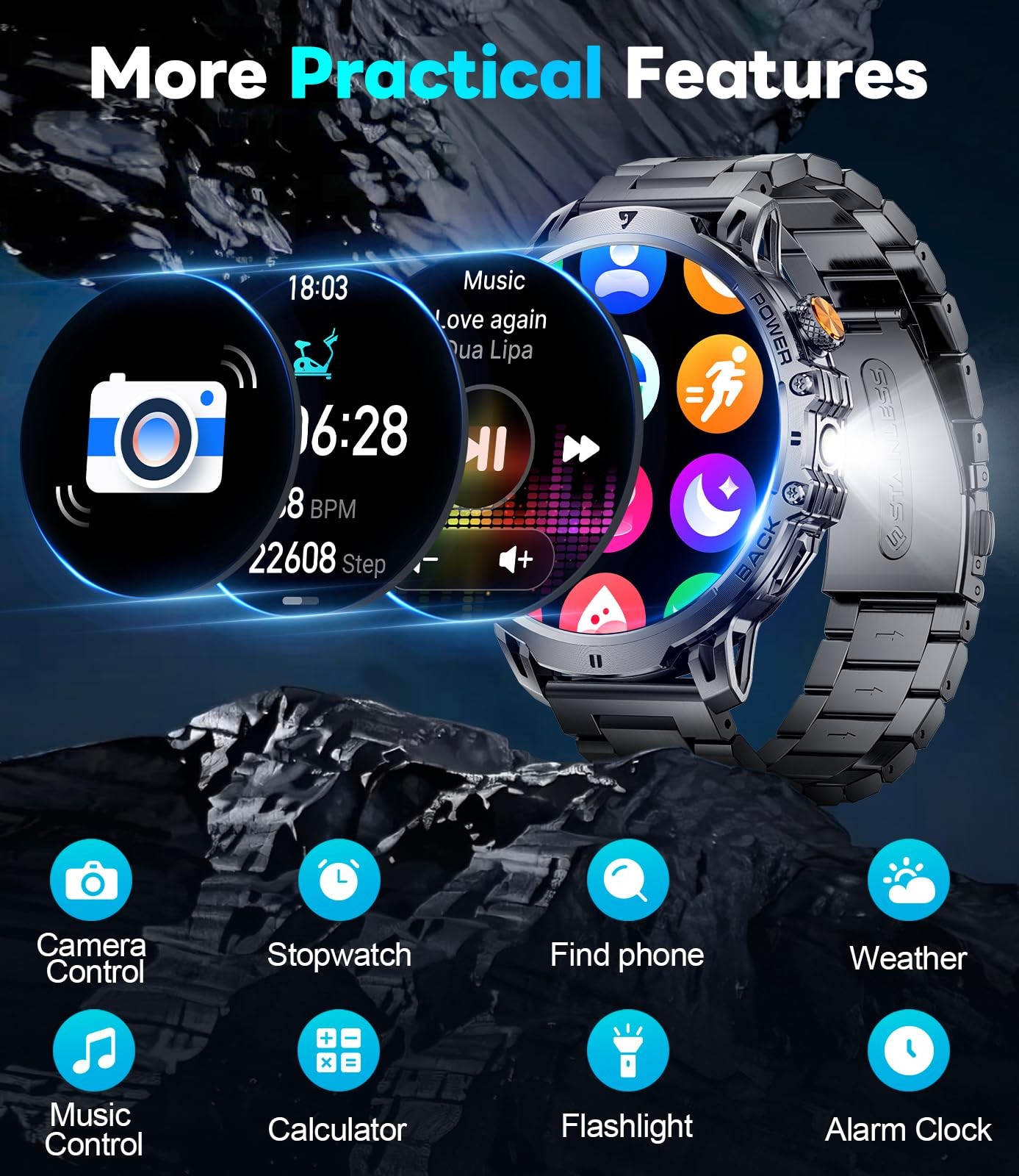 Military Smart Watch for Men, 1.85″ HD Large Screen, Bluetooth Call/1000mAh/F…