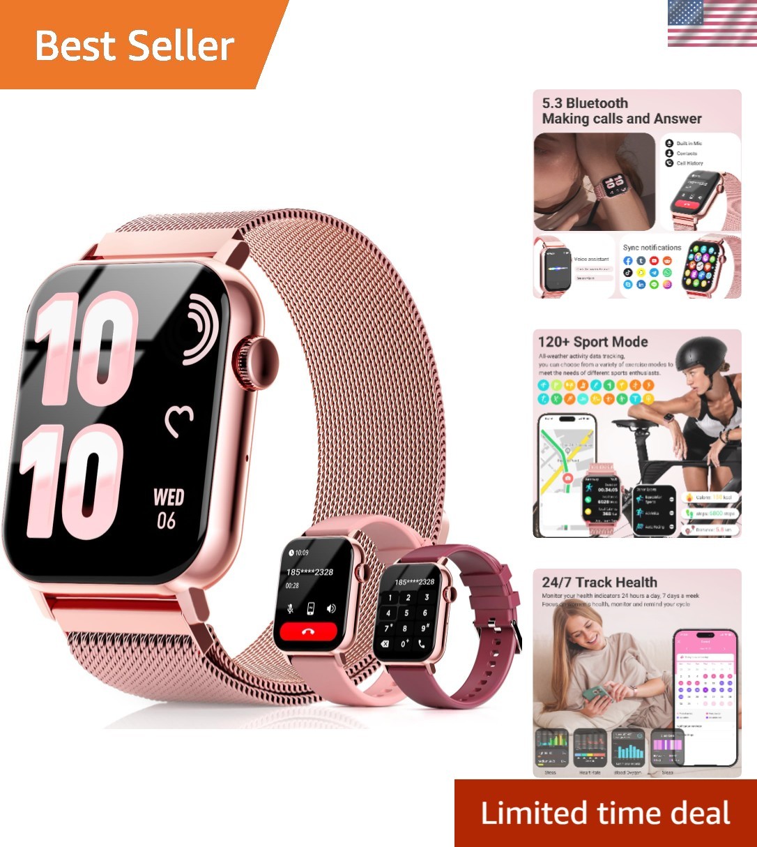 Waterproof Fitness Tracker for Women – 120+ Sport Modes, Heart Rate Monitor